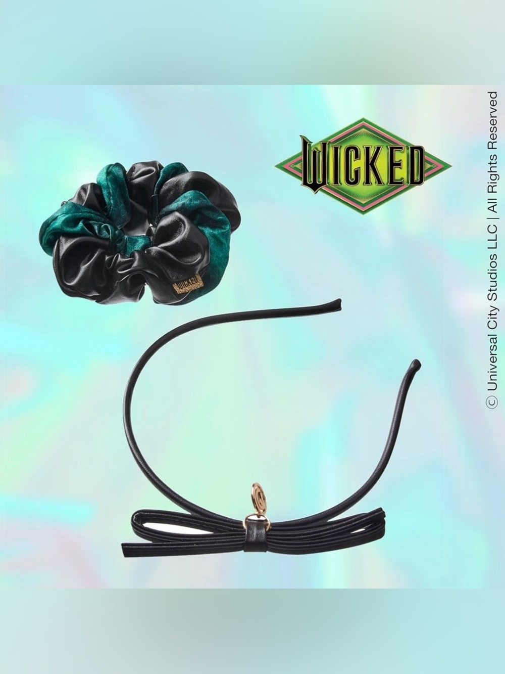 Wicked Elphaba Bow Headband & Twist Scrunchie Set Scünci Conair 2Pc NIP - Picture 2 of 7